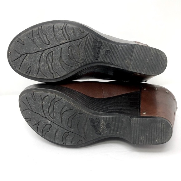Dansko Fanny Wedge 3.5” Heel Mary Jane Sandals Shoes Dark Brown Leather EU 38 - Picture 10 of 13